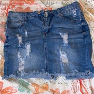 Ripped denim skirt
